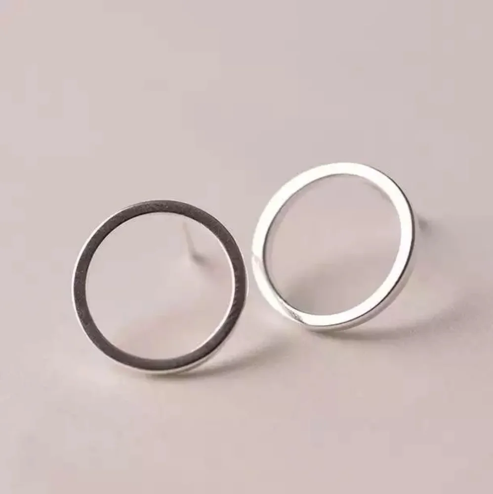 NEW Unisex Minimalist 925‎ Sterling Silver Circle Stud Earrings